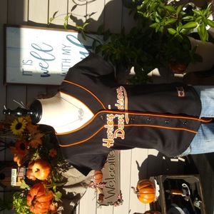 HARLEY-DAVIDSON ♡ Black|Orange|White Exclusive Embroidered Graphics H-D Top M